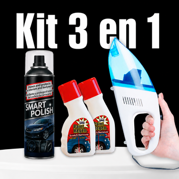 Kit 3 en 1 para coche: elimina arañazos, da brillo y aspira como un profesional