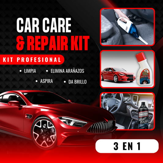 Kit 3 en 1 para coche: elimina arañazos, da brillo y aspira como un profesional